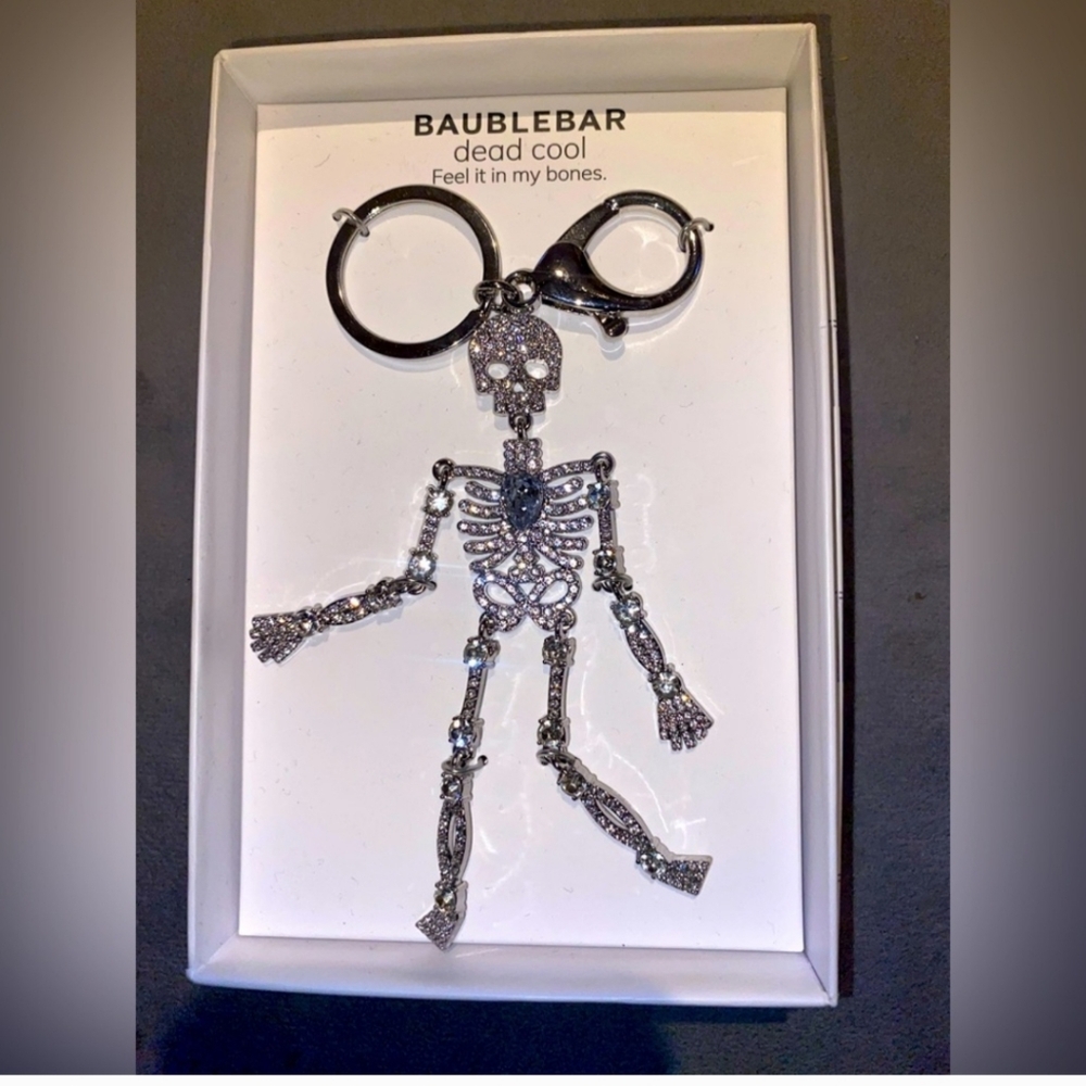 ✨️💀BaubleBar Sparkling Silver Skeleton Keychain/Purse CHARM/ Backpack CHARM☠️💀